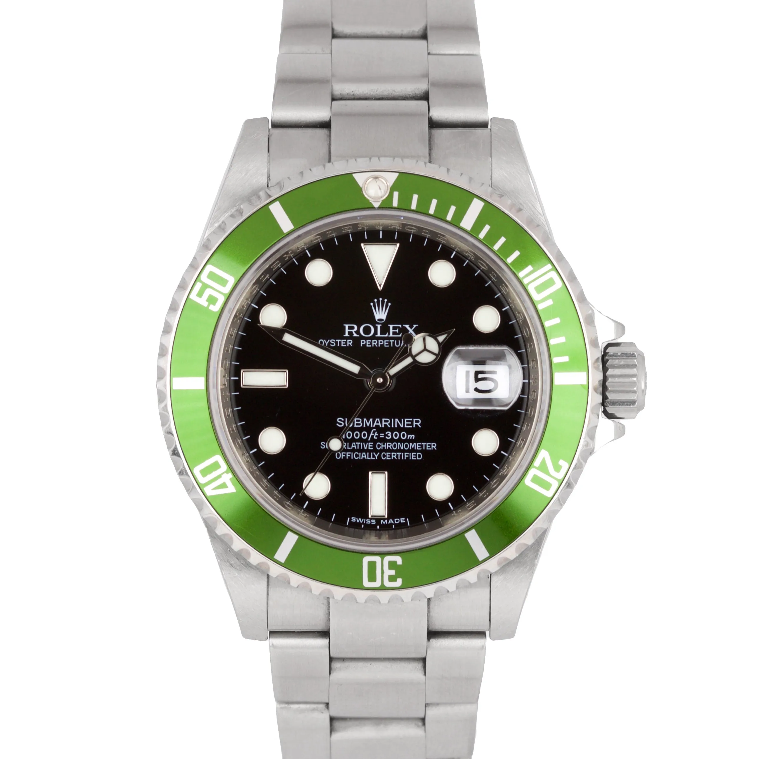 2010 UNPOLISHED REHAUT Rolex Submariner Kermit Green M 50th Anniversary 16610 LV