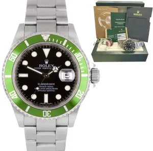 2010 UNPOLISHED REHAUT Rolex Submariner Kermit Green M 50th Anniversary 16610 LV