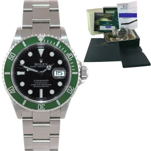 2014 RSC Rolex 16610LV Rolex Green Submariner Kermit Watch ROLEX SERVICE CARD