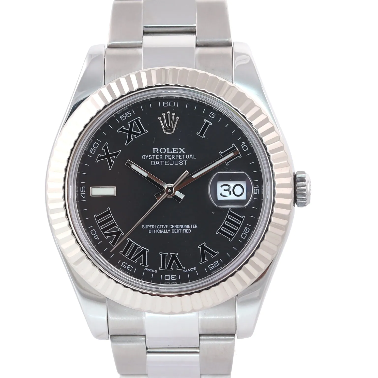 2015 PAPERS MINT Rolex DateJust 2 Steel Grey Roman Wimbledon 41mm 116334 Watch