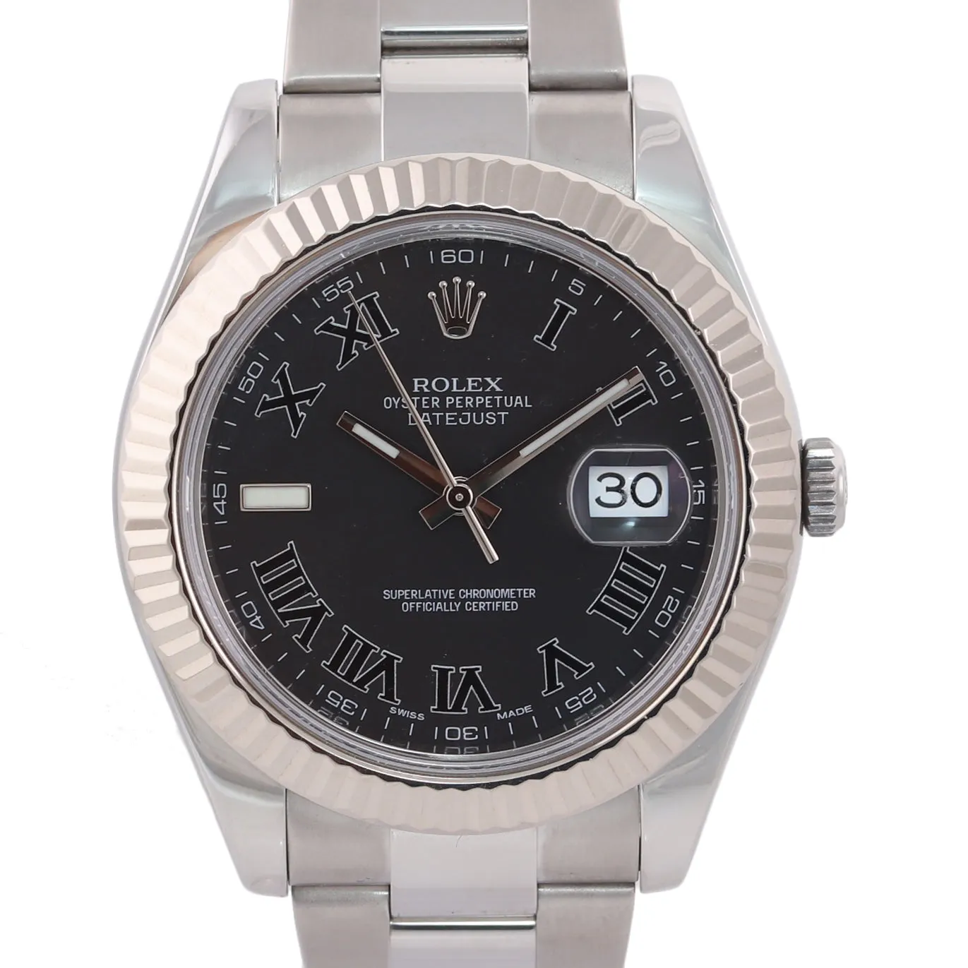 2015 PAPERS MINT Rolex DateJust 2 Steel Grey Roman Wimbledon 41mm 116334 Watch