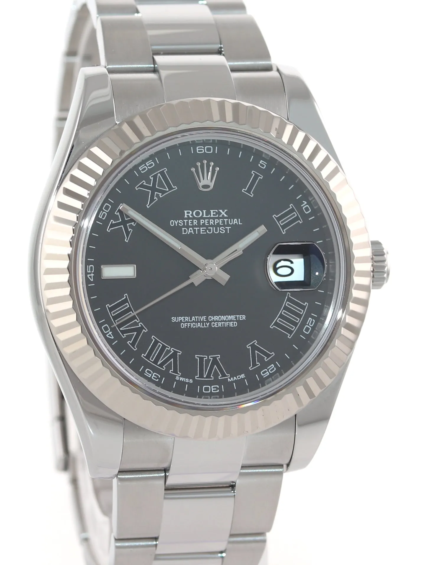 2015 PAPERS MINT Rolex DateJust 2 Steel Grey Roman Wimbledon 41mm 116334 Watch