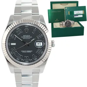 2015 PAPERS MINT Rolex DateJust 2 Steel Grey Roman Wimbledon 41mm 116334 Watch