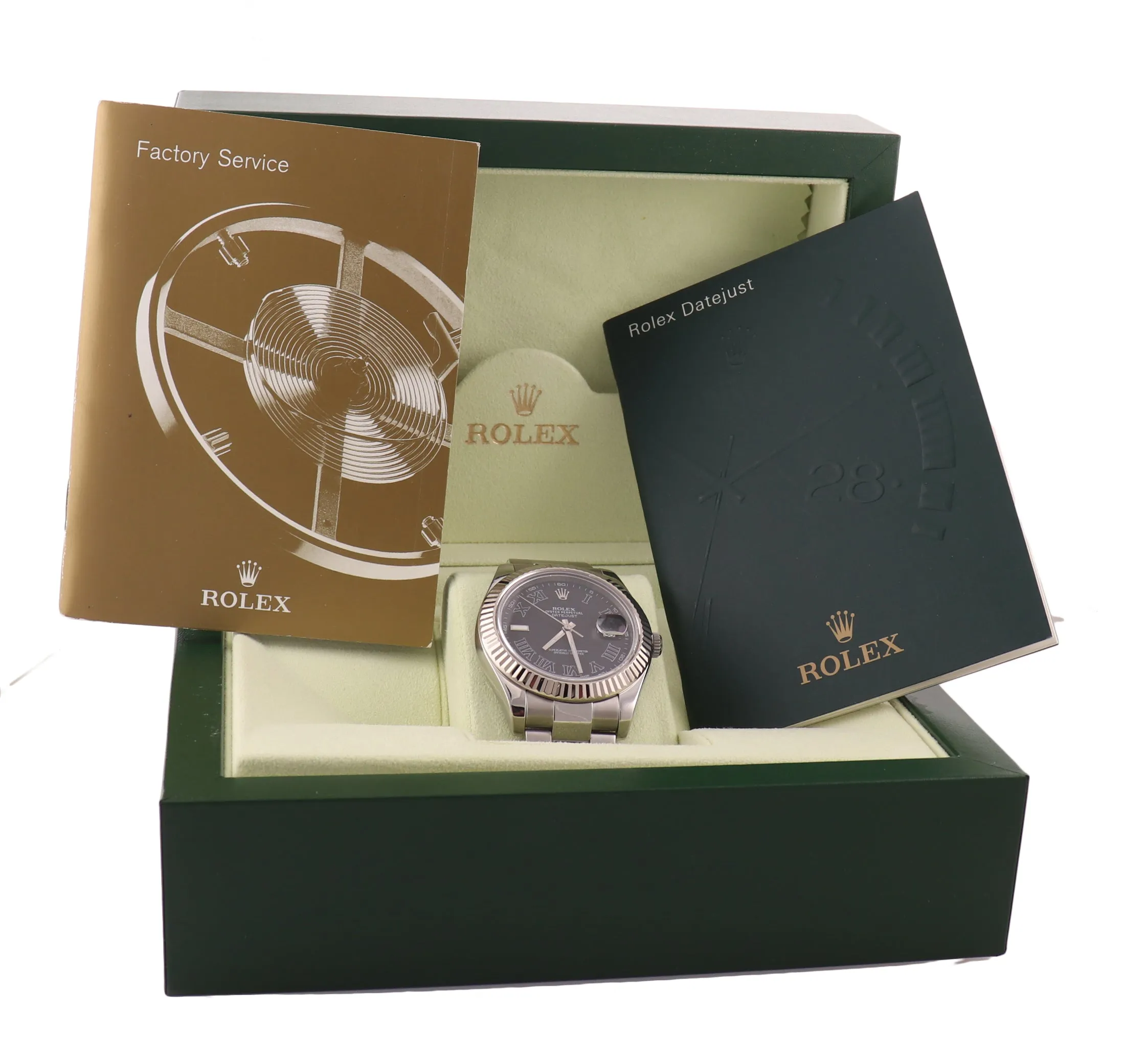 2015 PAPERS MINT Rolex DateJust 2 Steel Grey Roman Wimbledon 41mm 116334 Watch