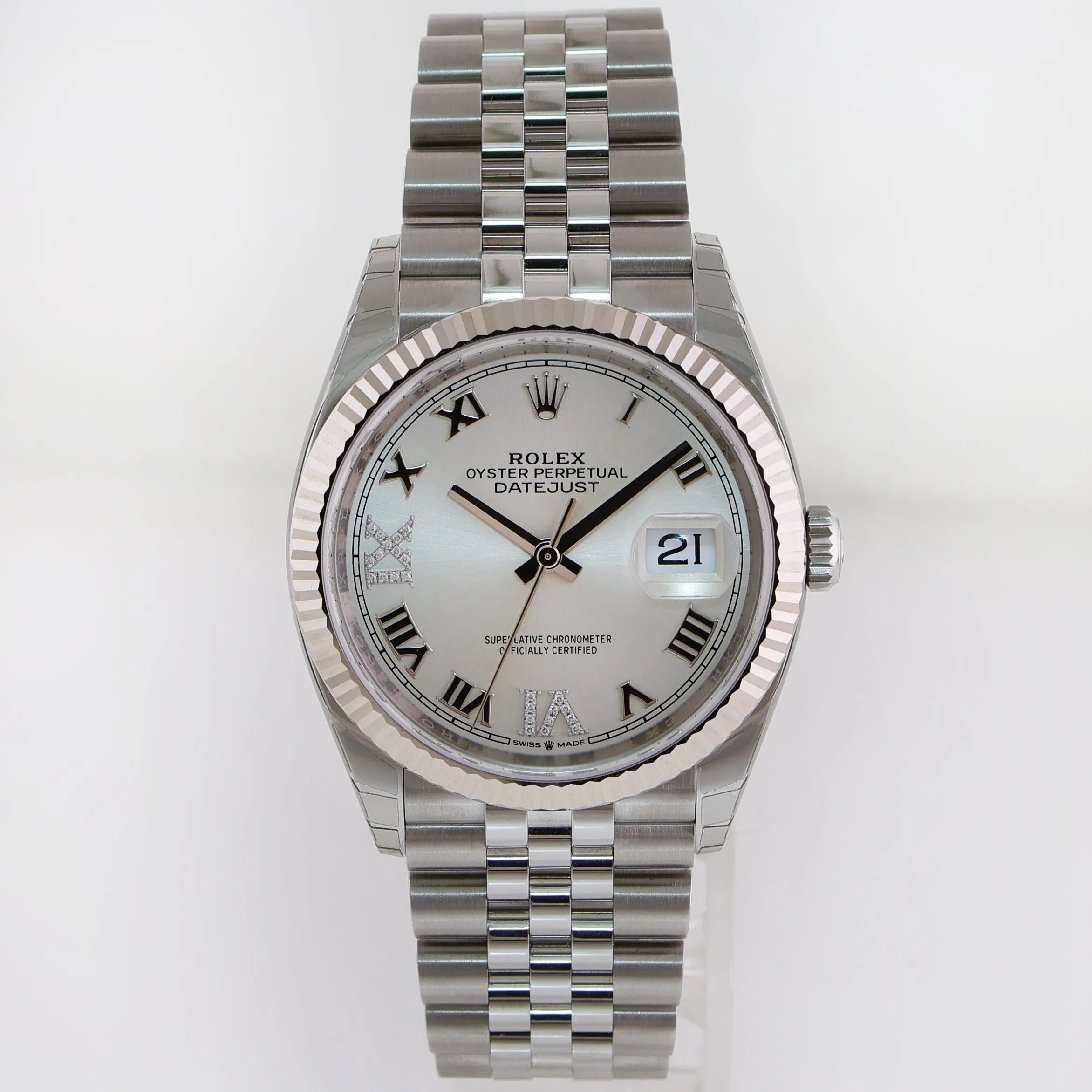2019 PAPERS Rolex DateJust Silver Stick 126234 Steel Oyster White Gold Watch Box