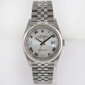 2019 PAPERS Rolex DateJust Silver Stick 126234 Steel Oyster White Gold Watch Box
