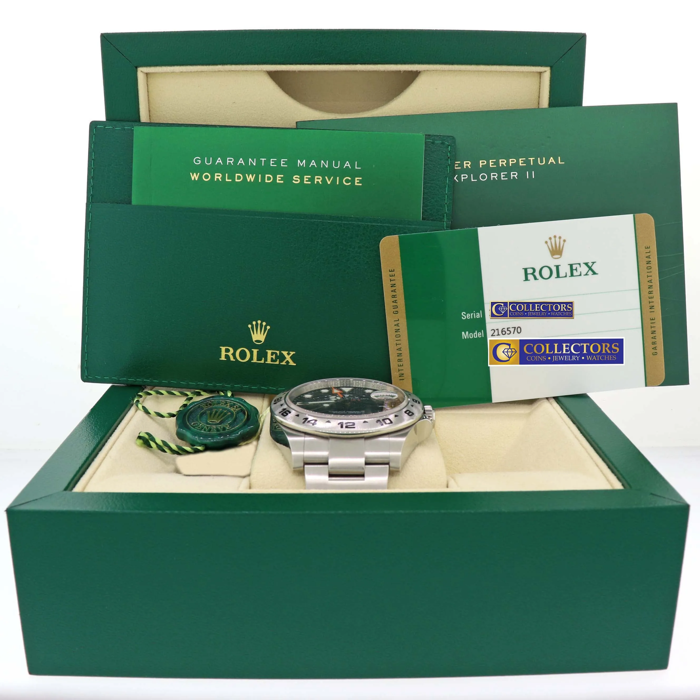 2019 PAPERS Rolex Explorer II 42mm 216570 Black Dial Steel GMT Date Watch Box