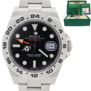 2019 PAPERS Rolex Explorer II 42mm 216570 Black Dial Steel GMT Date Watch Box
