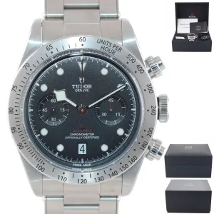 2019 PAPERS Tudor Black Bay Heritage Chronograph 79350 Steel Black 41mm Watch