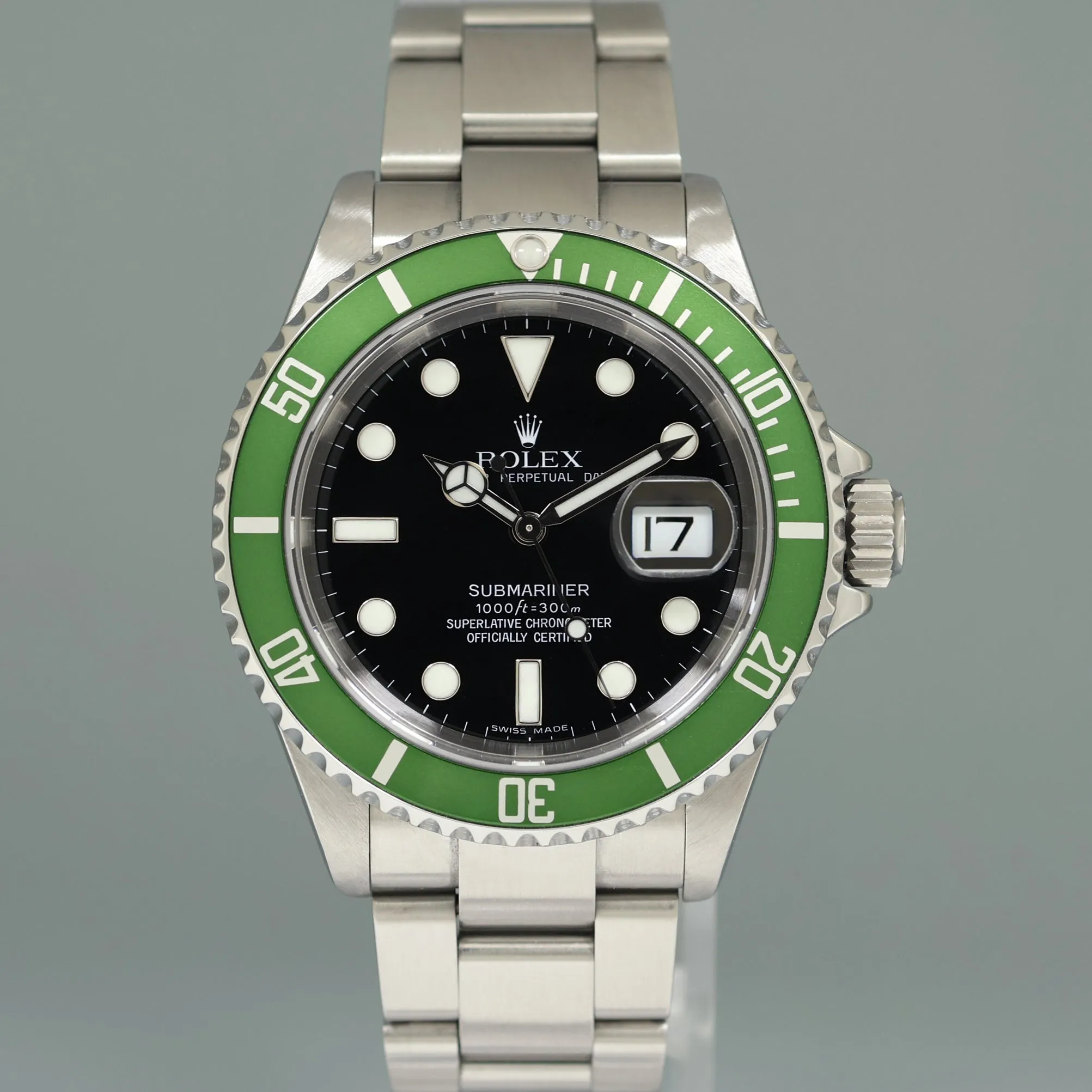 2025 Rolex RSC Papers Rolex Kermit Green Anniversary Submariner 16610LV Watch Box