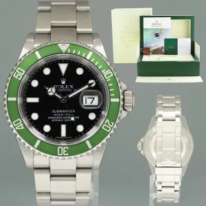 2025 Rolex RSC Papers Rolex Kermit Green Anniversary Submariner 16610LV Watch Box