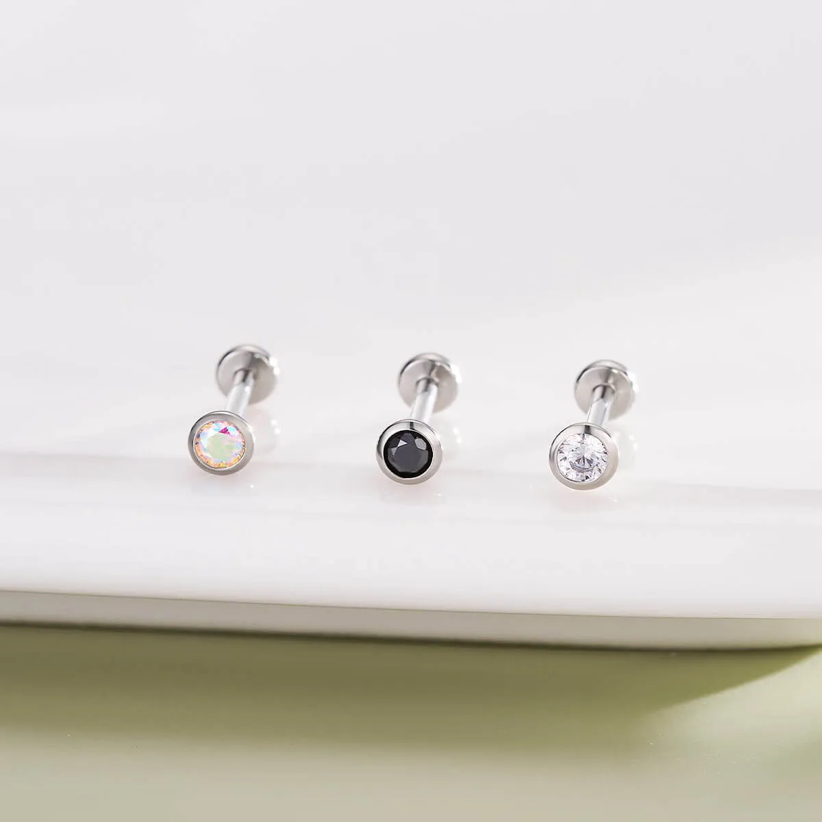 20G Titanium Push Pin Flat Back Nose Stud Helix/Cartilage Piercing Jewelry