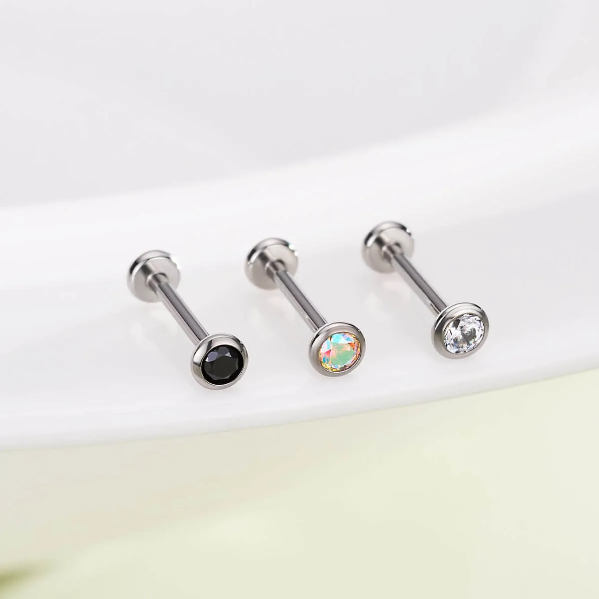 20G Titanium Push Pin Flat Back Nose Stud Helix/Cartilage Piercing Jewelry