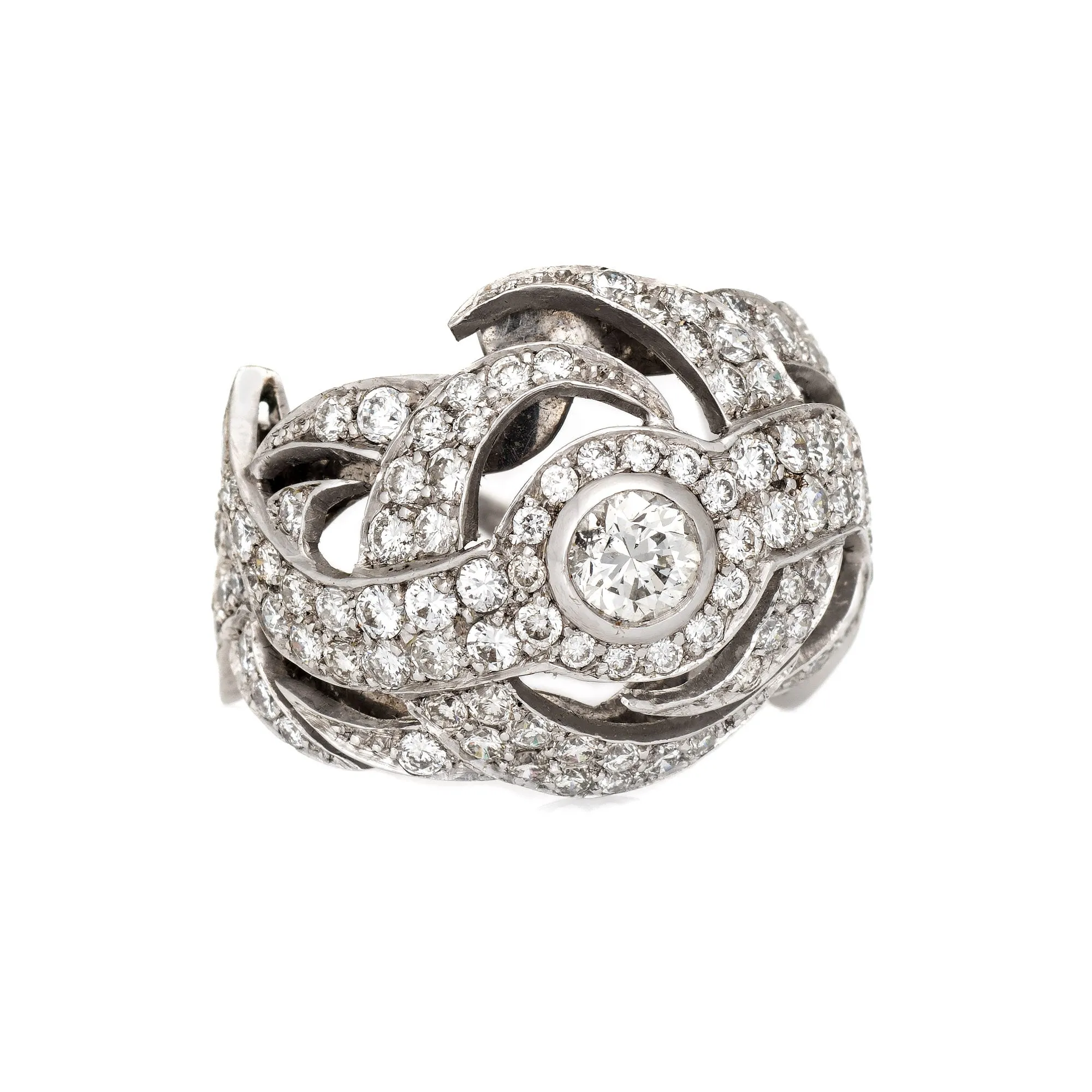 2.50ct Diamond Dome Cocktail Ring Vintage 18k White Gold Estate Fine Jewelry 7.5
