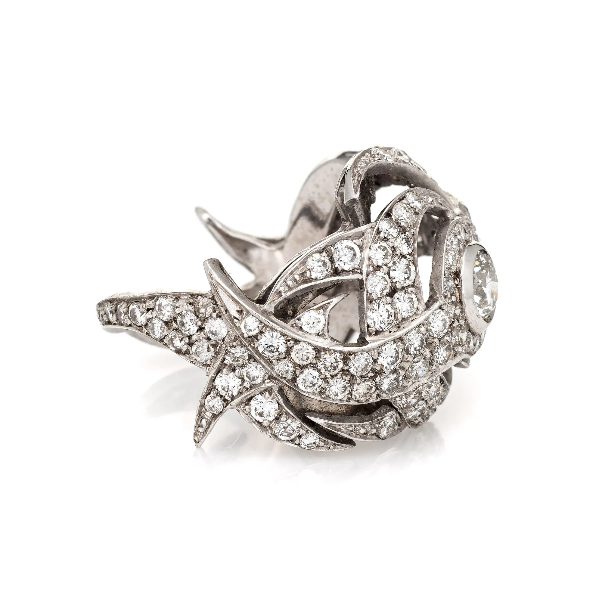2.50ct Diamond Dome Cocktail Ring Vintage 18k White Gold Estate Fine Jewelry 7.5