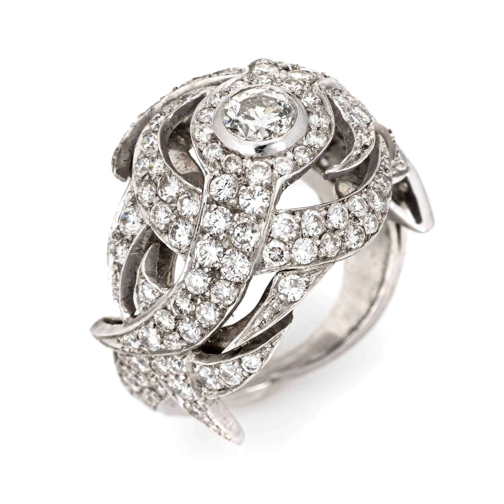 2.50ct Diamond Dome Cocktail Ring Vintage 18k White Gold Estate Fine Jewelry 7.5