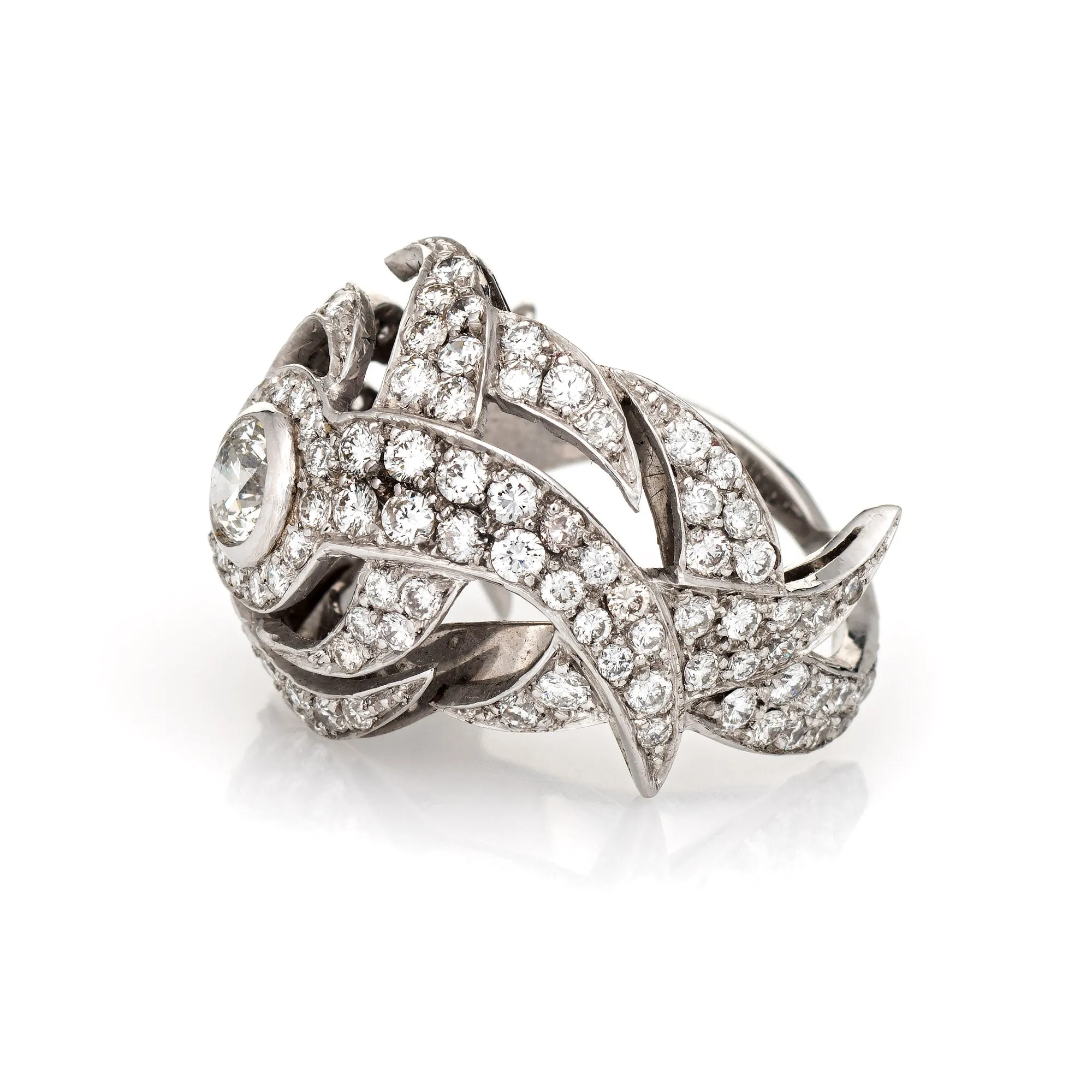 2.50ct Diamond Dome Cocktail Ring Vintage 18k White Gold Estate Fine Jewelry 7.5