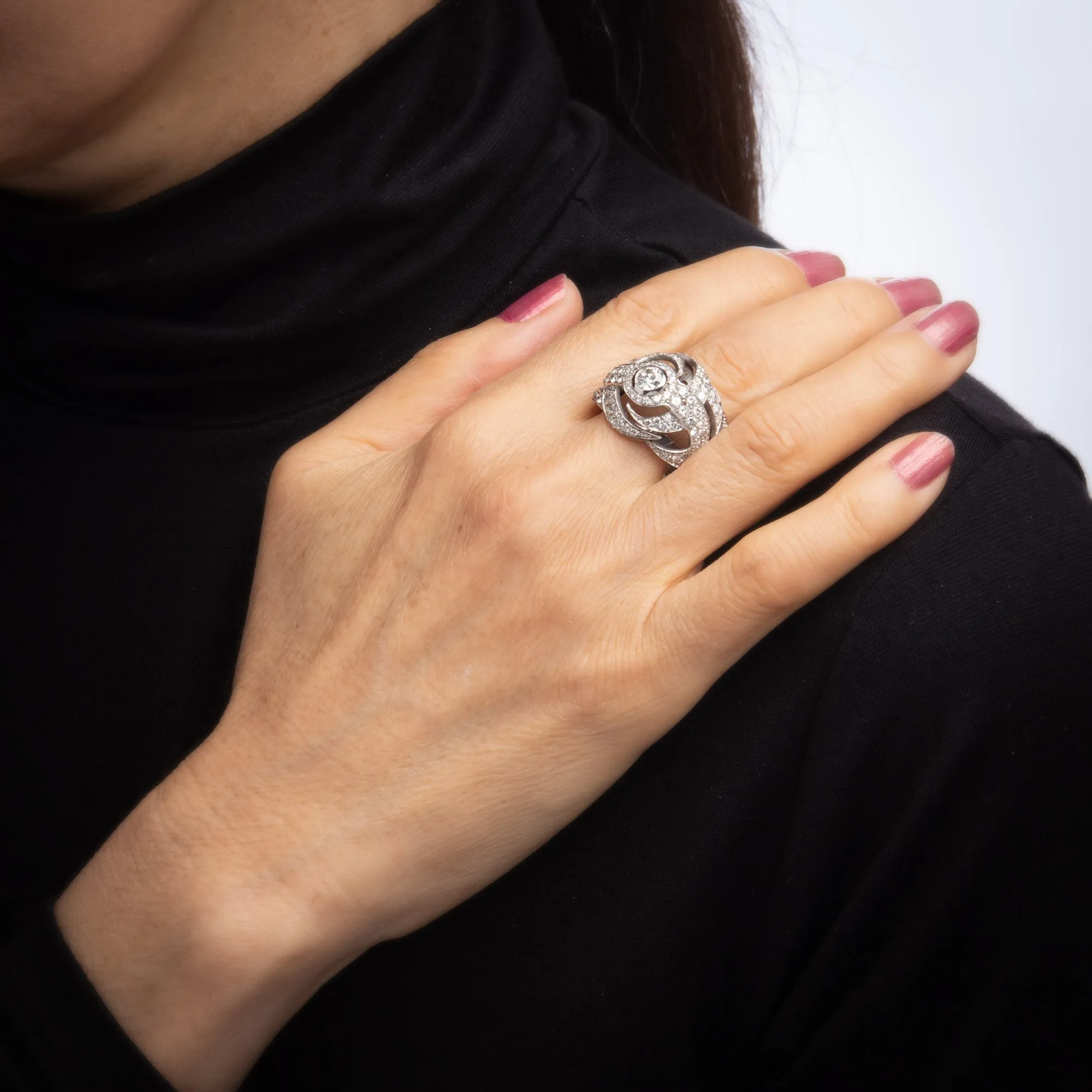 2.50ct Diamond Dome Cocktail Ring Vintage 18k White Gold Estate Fine Jewelry 7.5