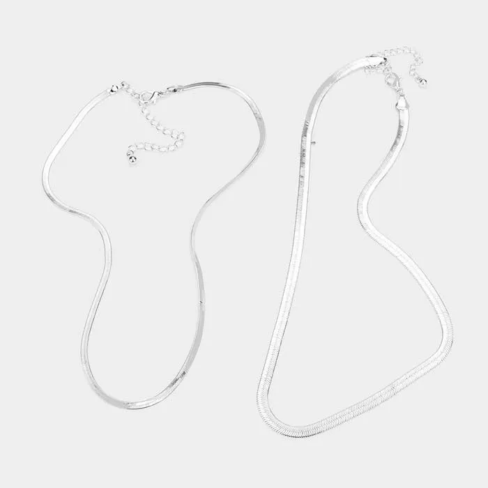 2PCS - Metal Snake Silver Chain Necklaces