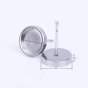 316L Stainless Steel Earring Stud Settings Earring DIY blank base Hypo-Allergenic Stud Earrings Inner 6mm 10pcs