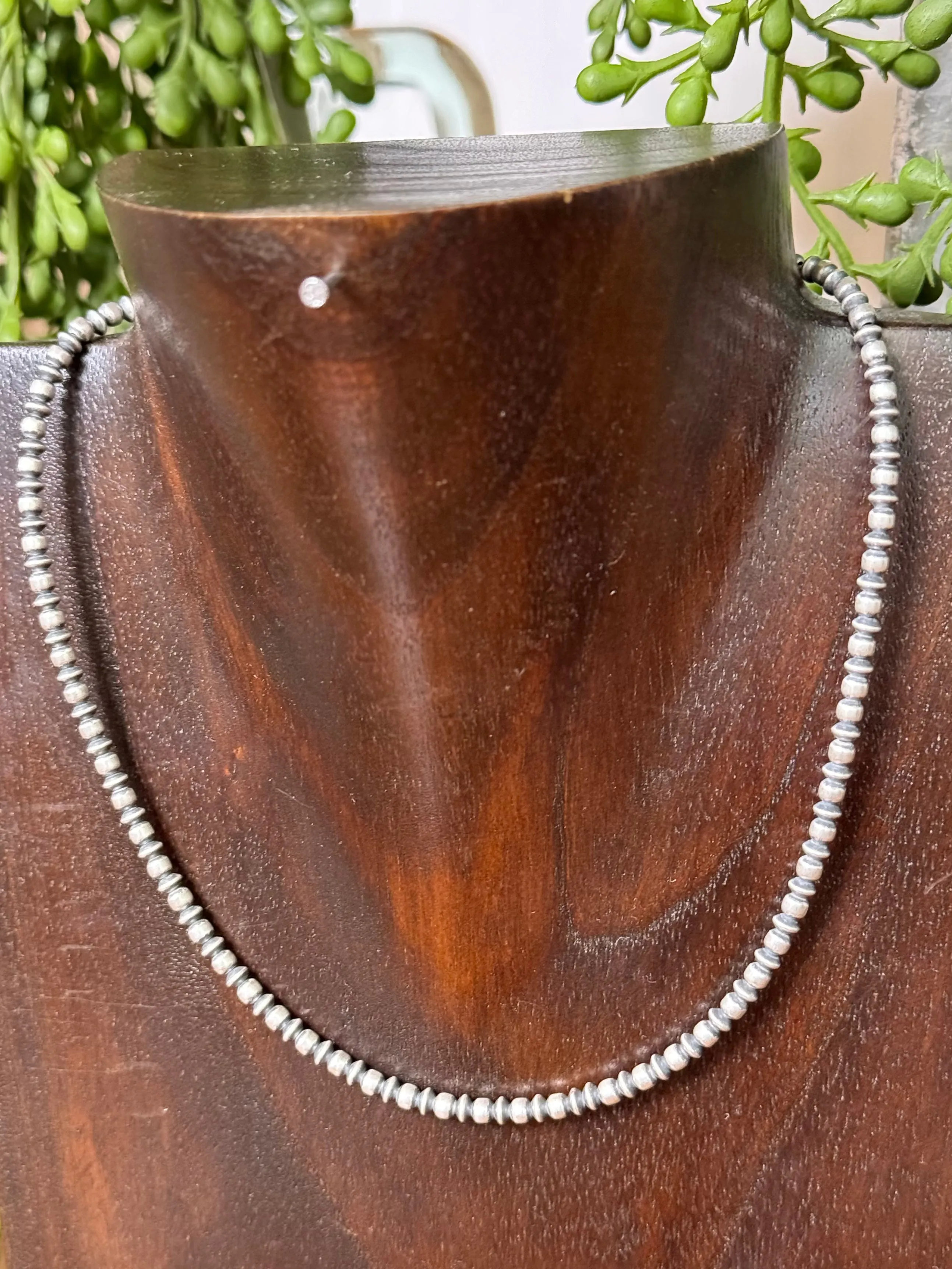 3MM Sterling Silver Navajo Round Pearl Necklaces