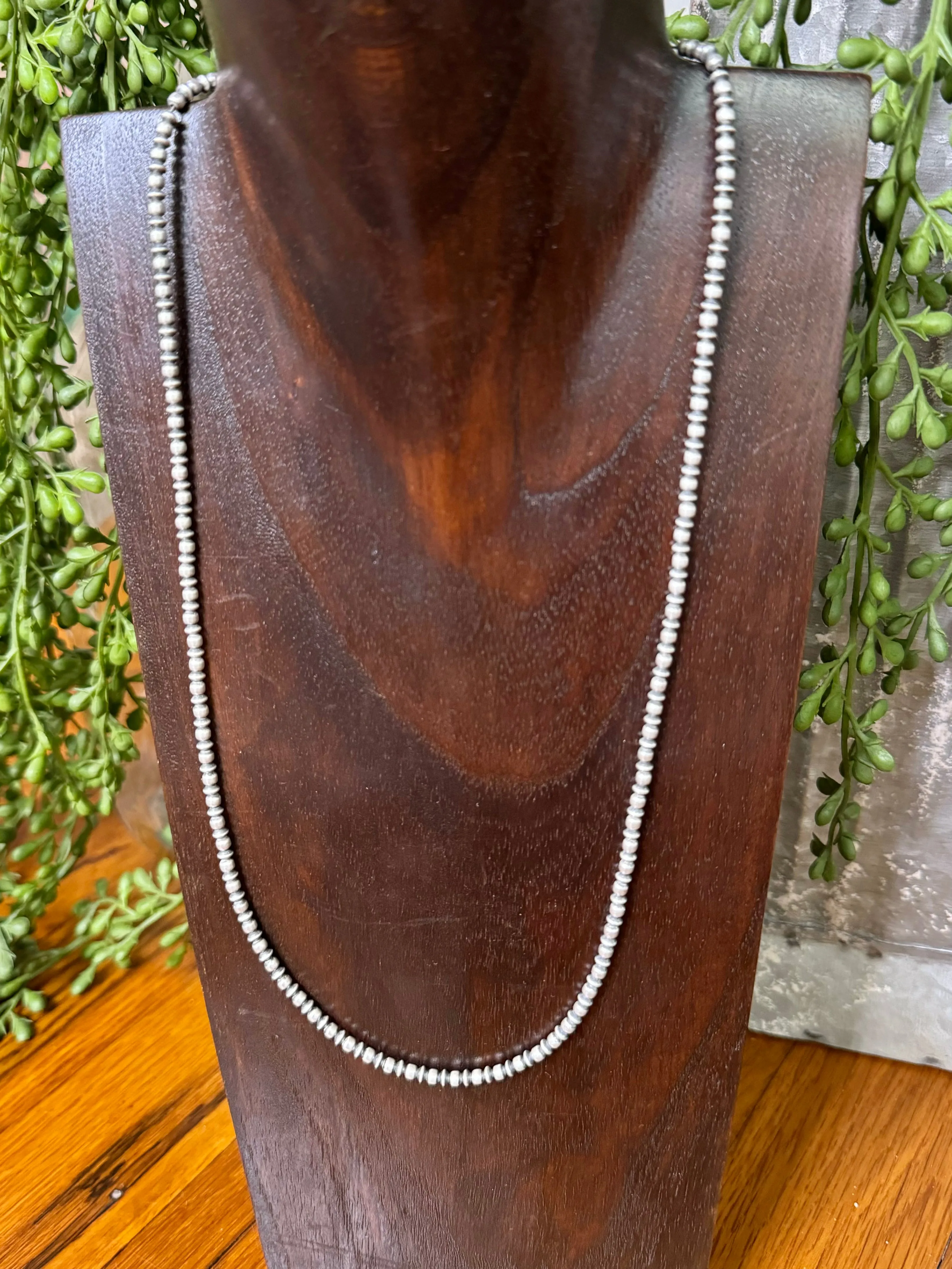3MM Sterling Silver Navajo Round Pearl Necklaces