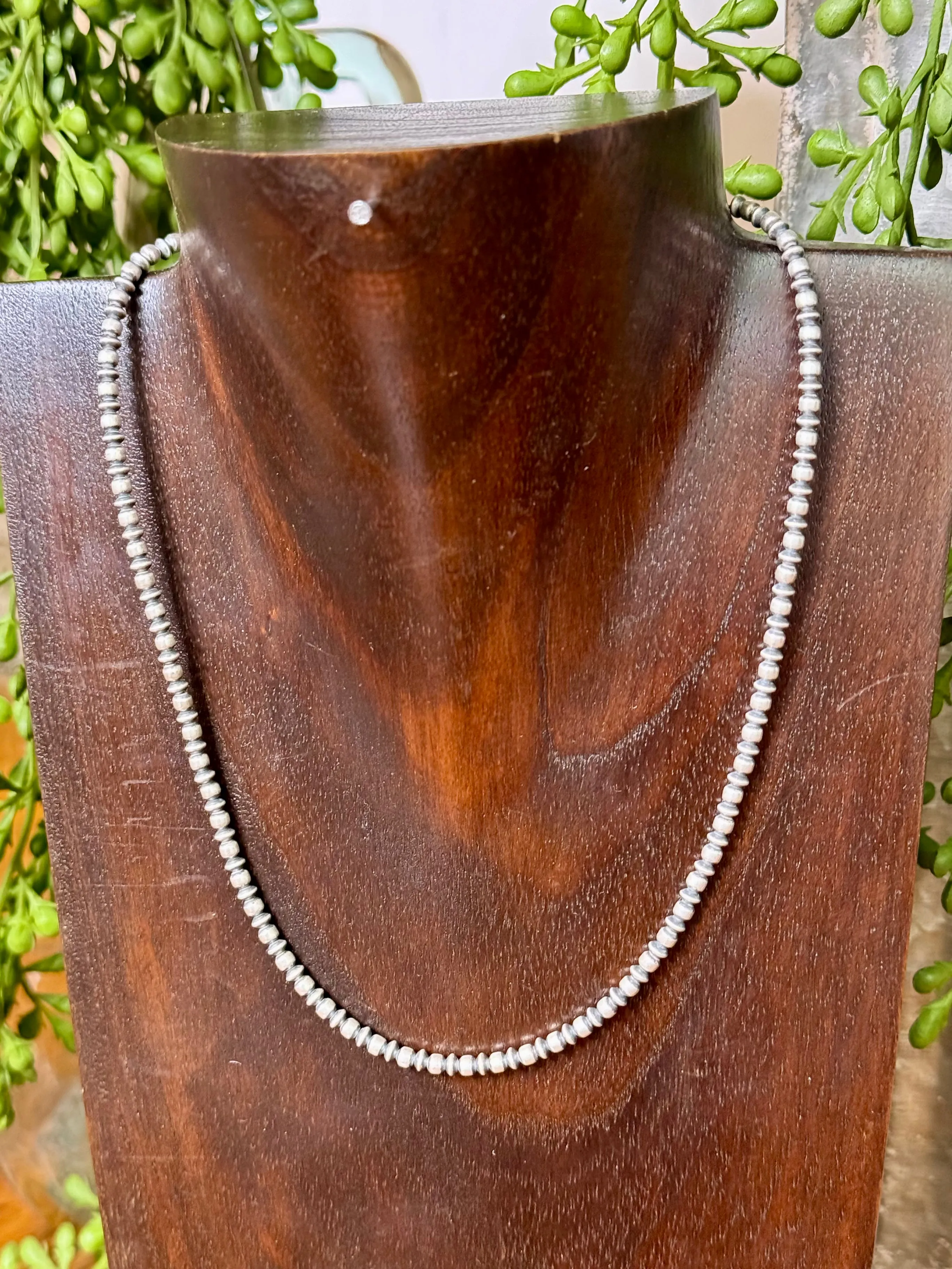 3MM Sterling Silver Navajo Round Pearl Necklaces