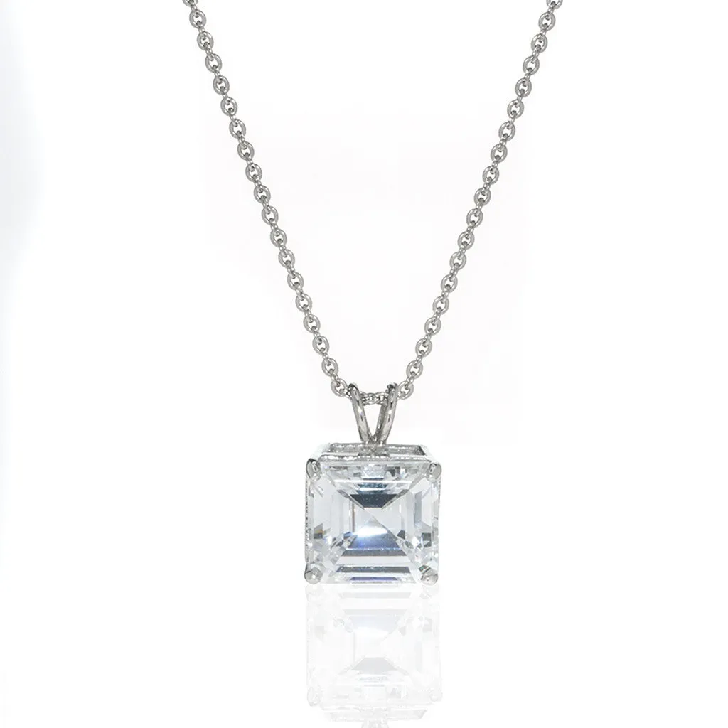 4 CT Sterling Silver & Cubic Zirconia Asscher Cut Necklace