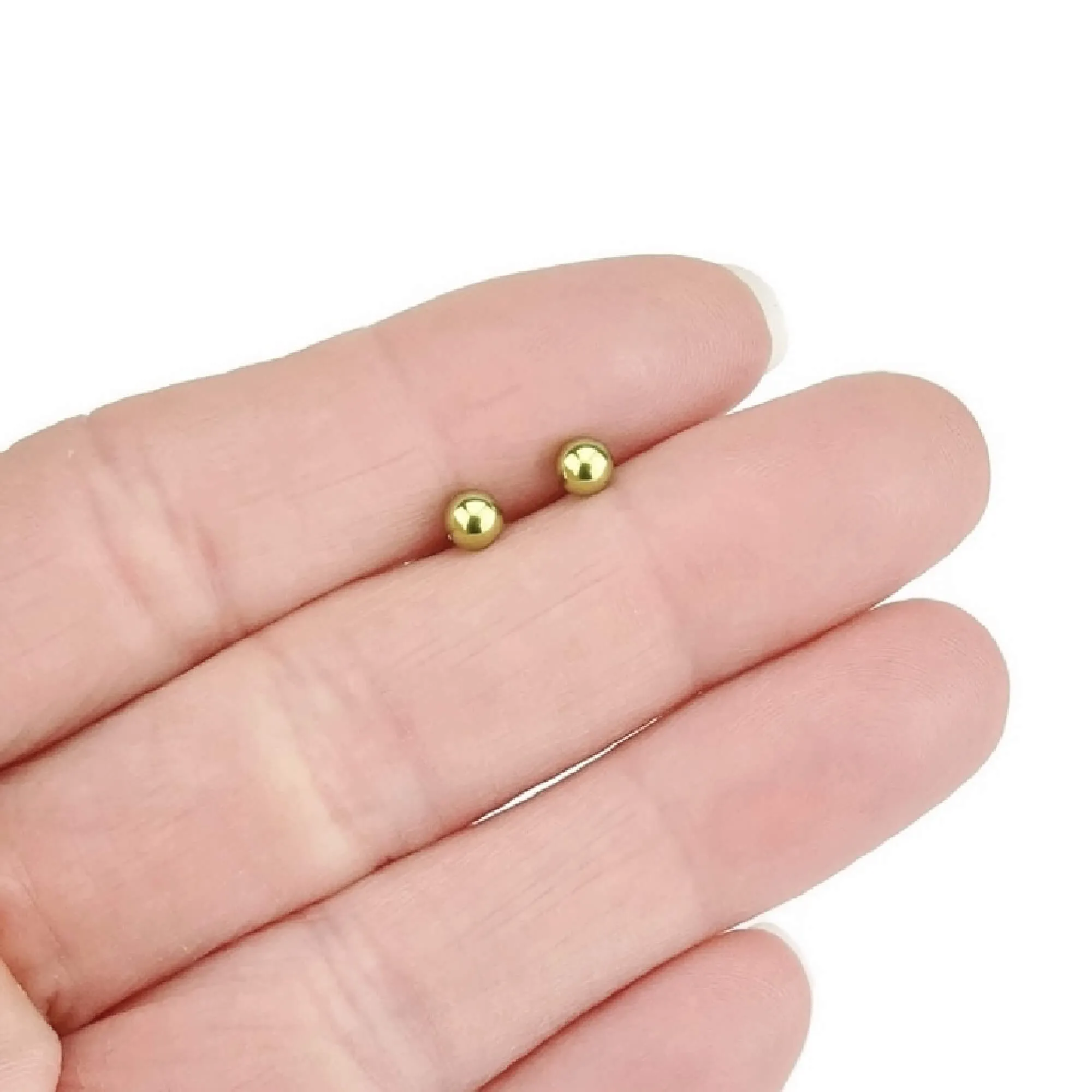 4mm Gold Titanium Ball Stud Earrings