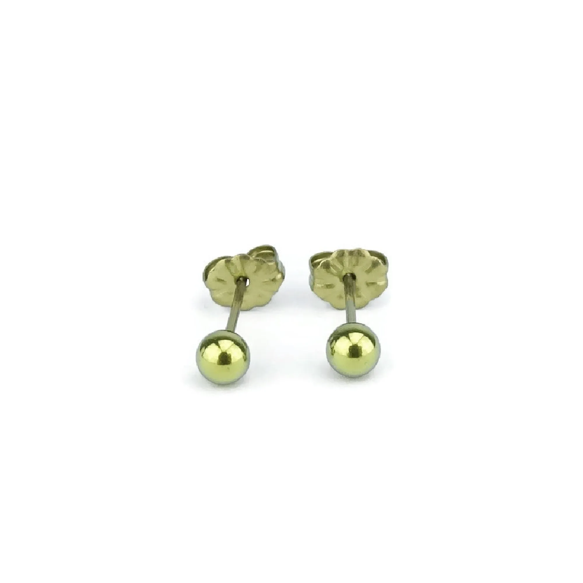 4mm Gold Titanium Ball Stud Earrings