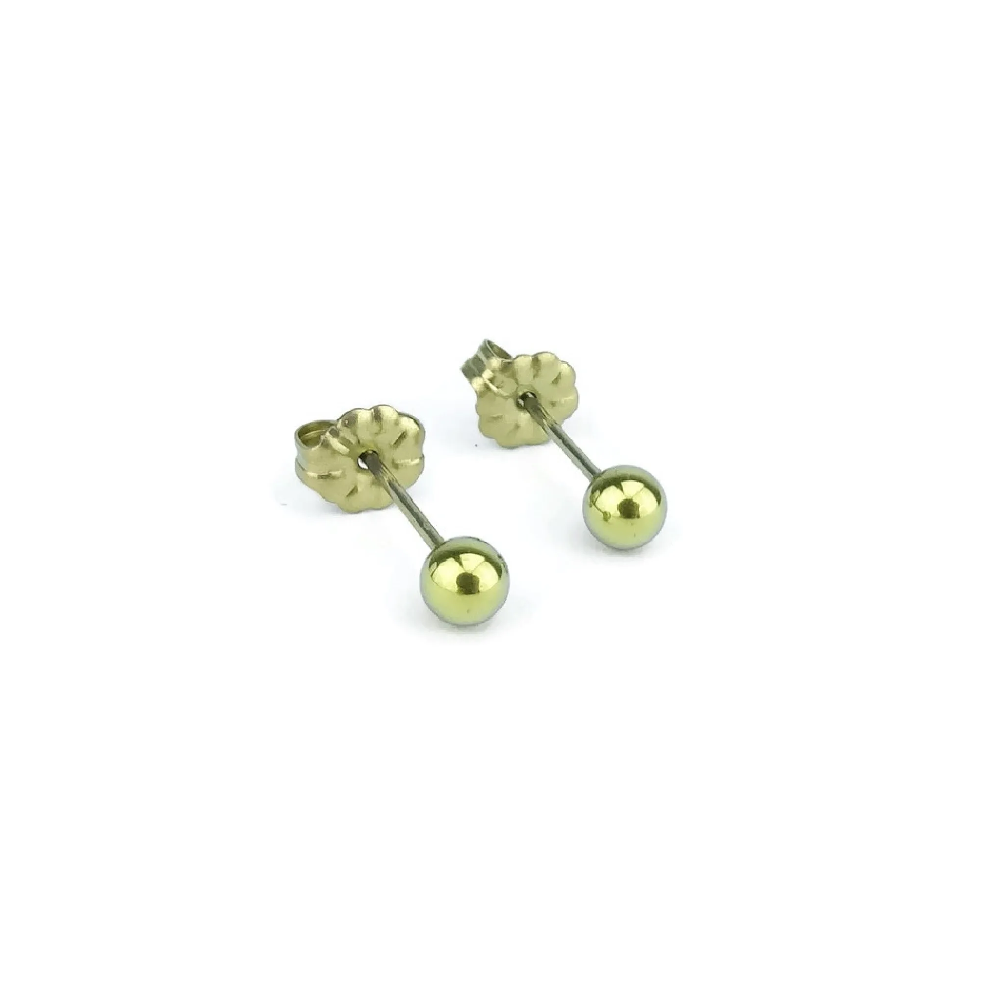 4mm Gold Titanium Ball Stud Earrings