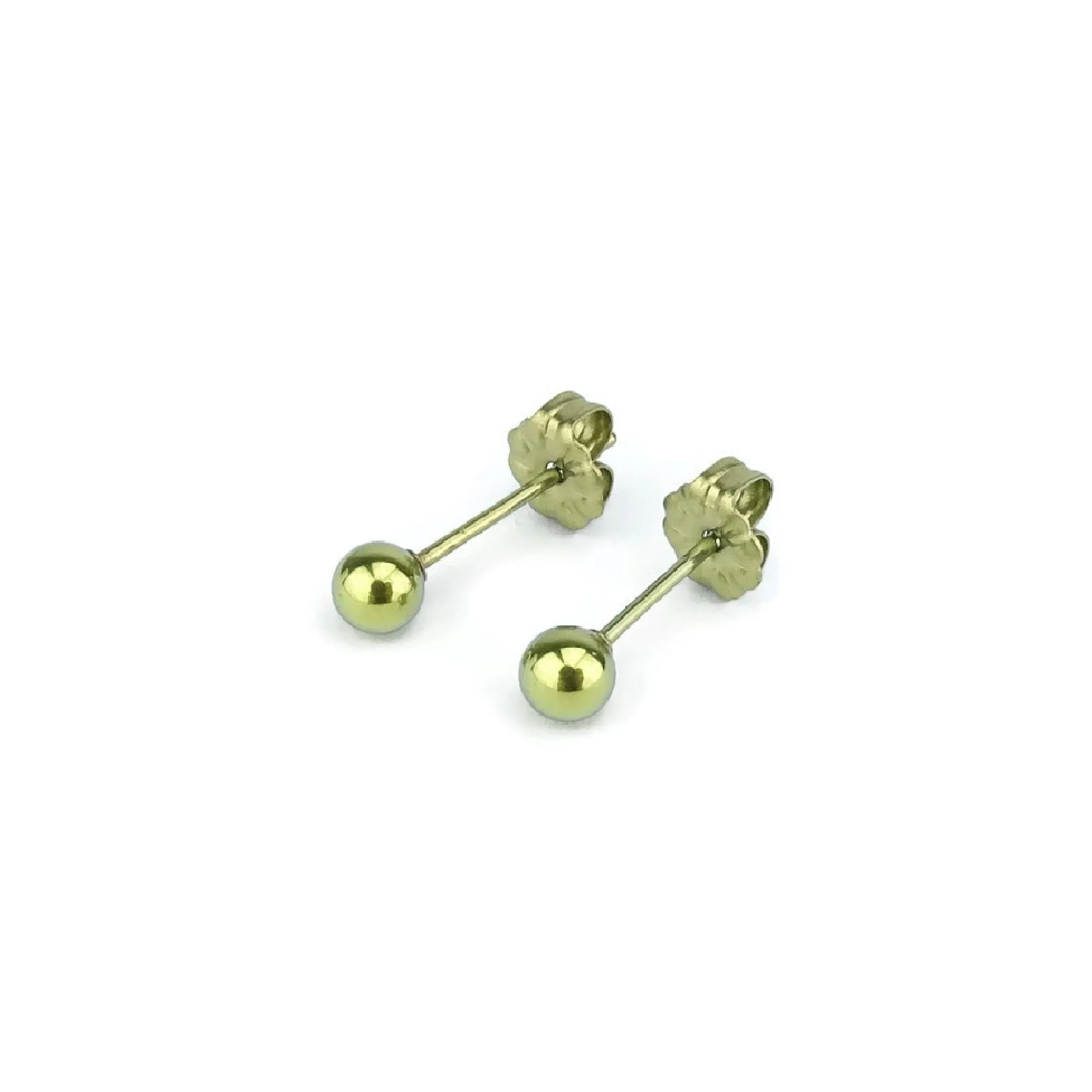 4mm Gold Titanium Ball Stud Earrings