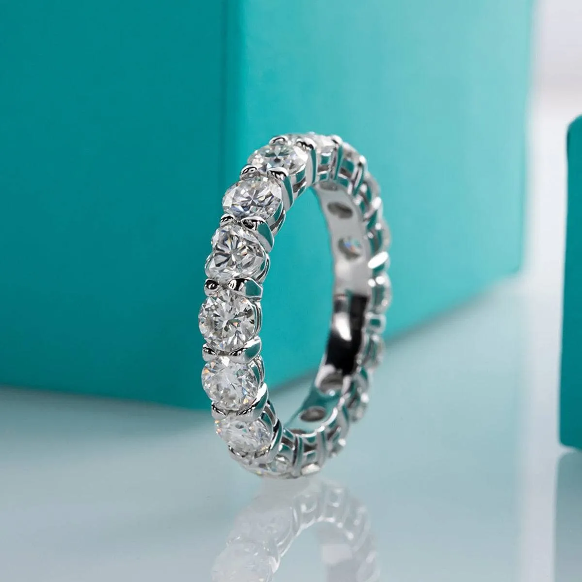 4mm Heart Diamond Eternity Wedding Band