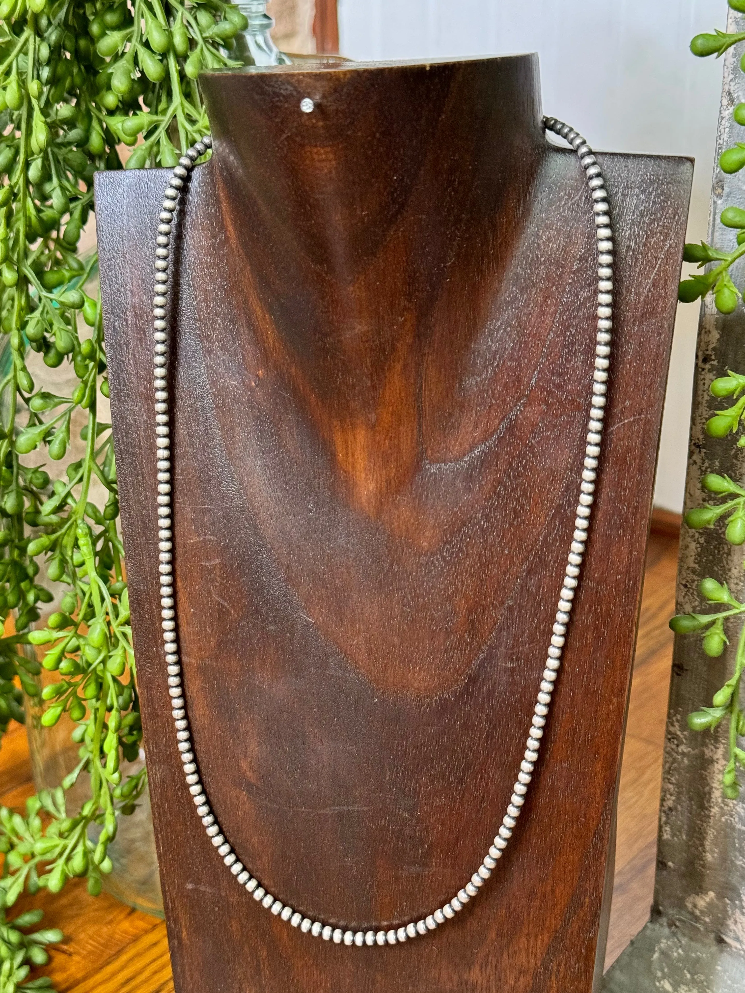 4MM Sterling Silver Navajo Pearl Necklaces