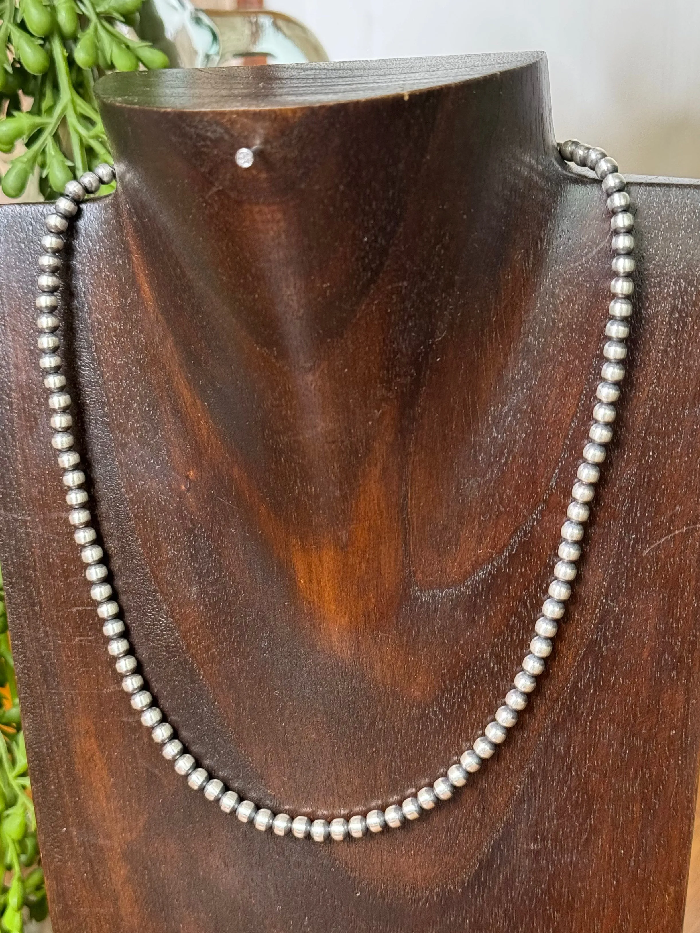 4MM Sterling Silver Navajo Pearl Necklaces