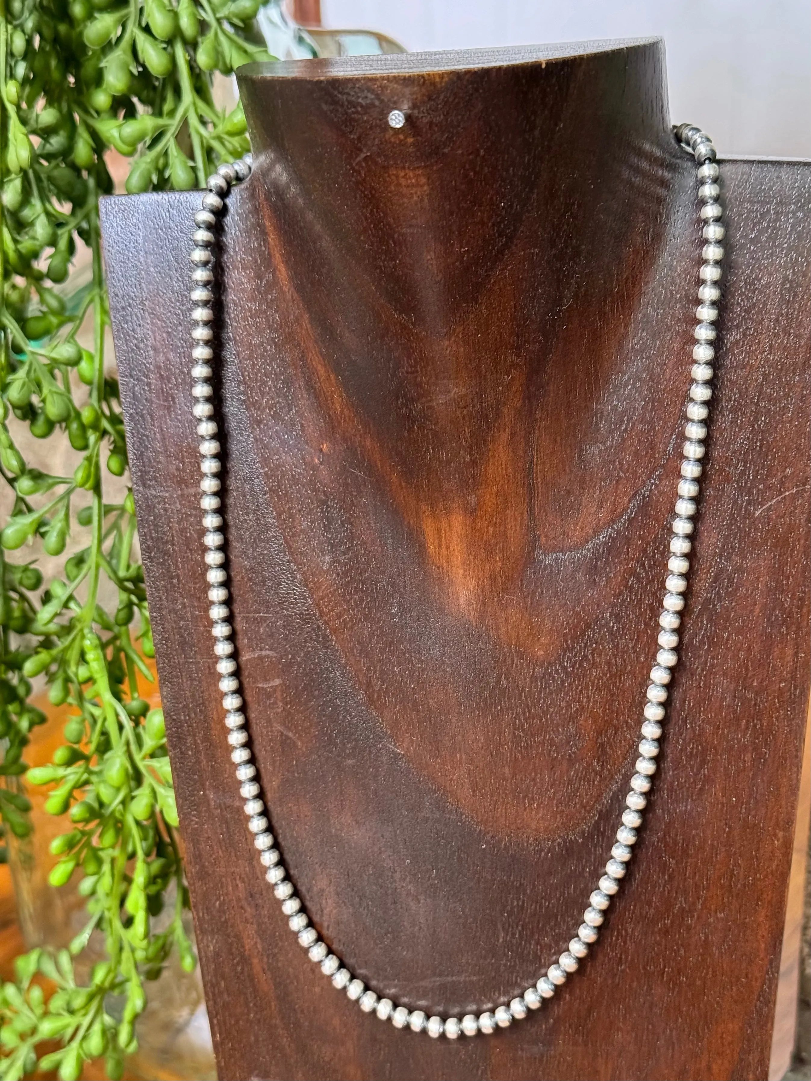 4MM Sterling Silver Navajo Pearl Necklaces