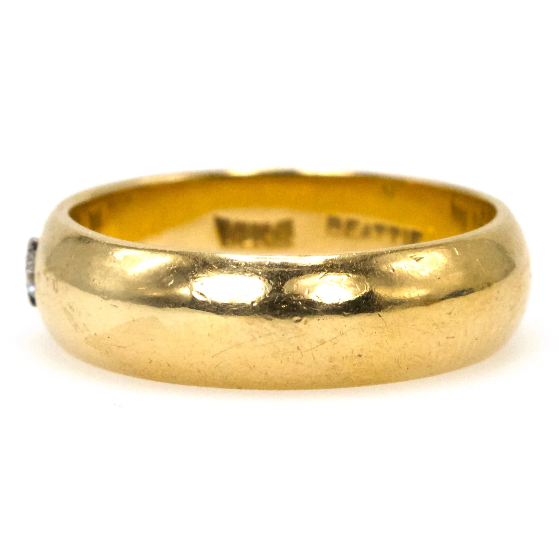 6 mm Half Round 14K Gold Band with Inset Diamond
