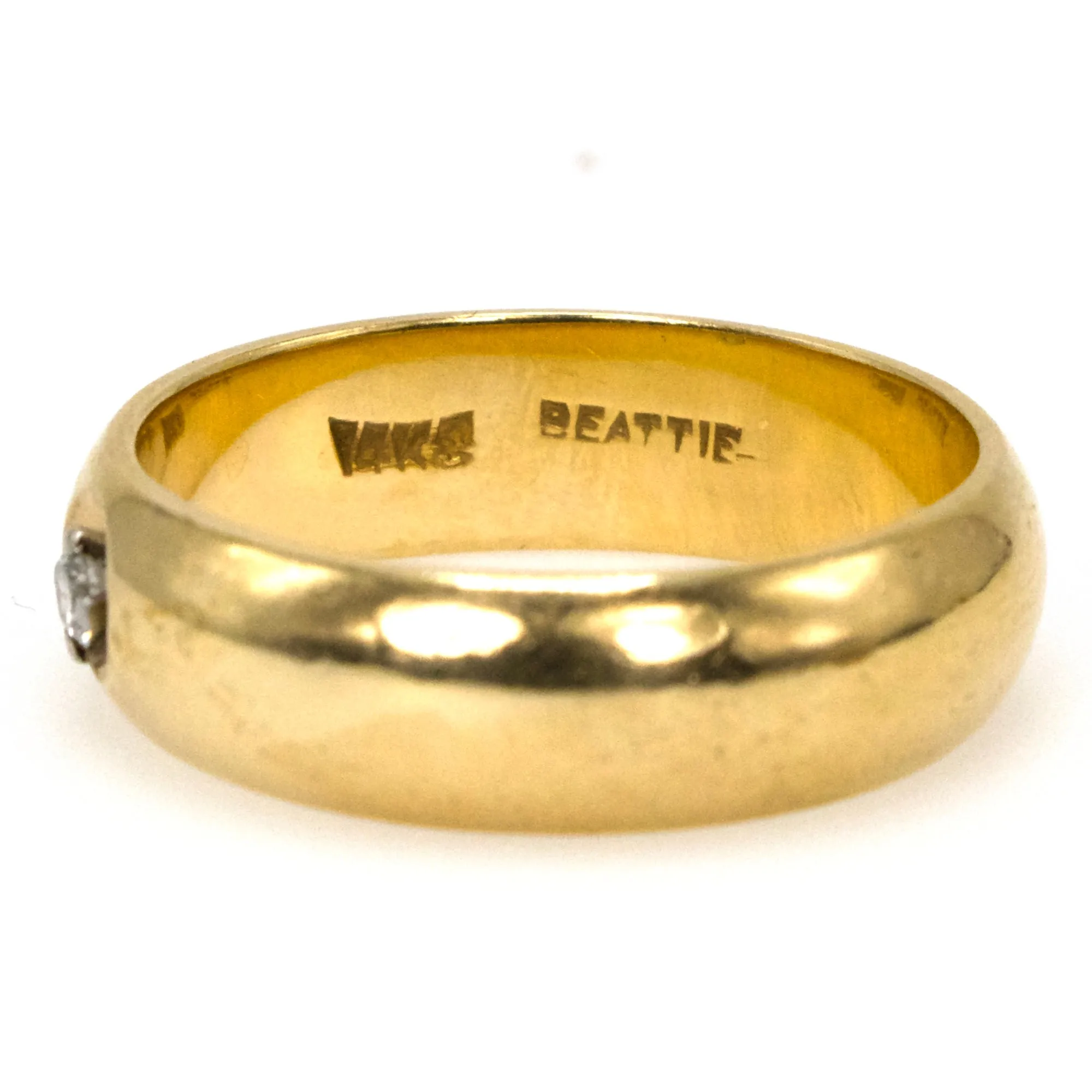 6 mm Half Round 14K Gold Band with Inset Diamond