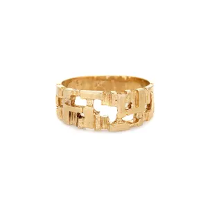 70s Vintage Abstract Ring Sz 9 14k Yellow Gold Band Estate Fine Jewelry