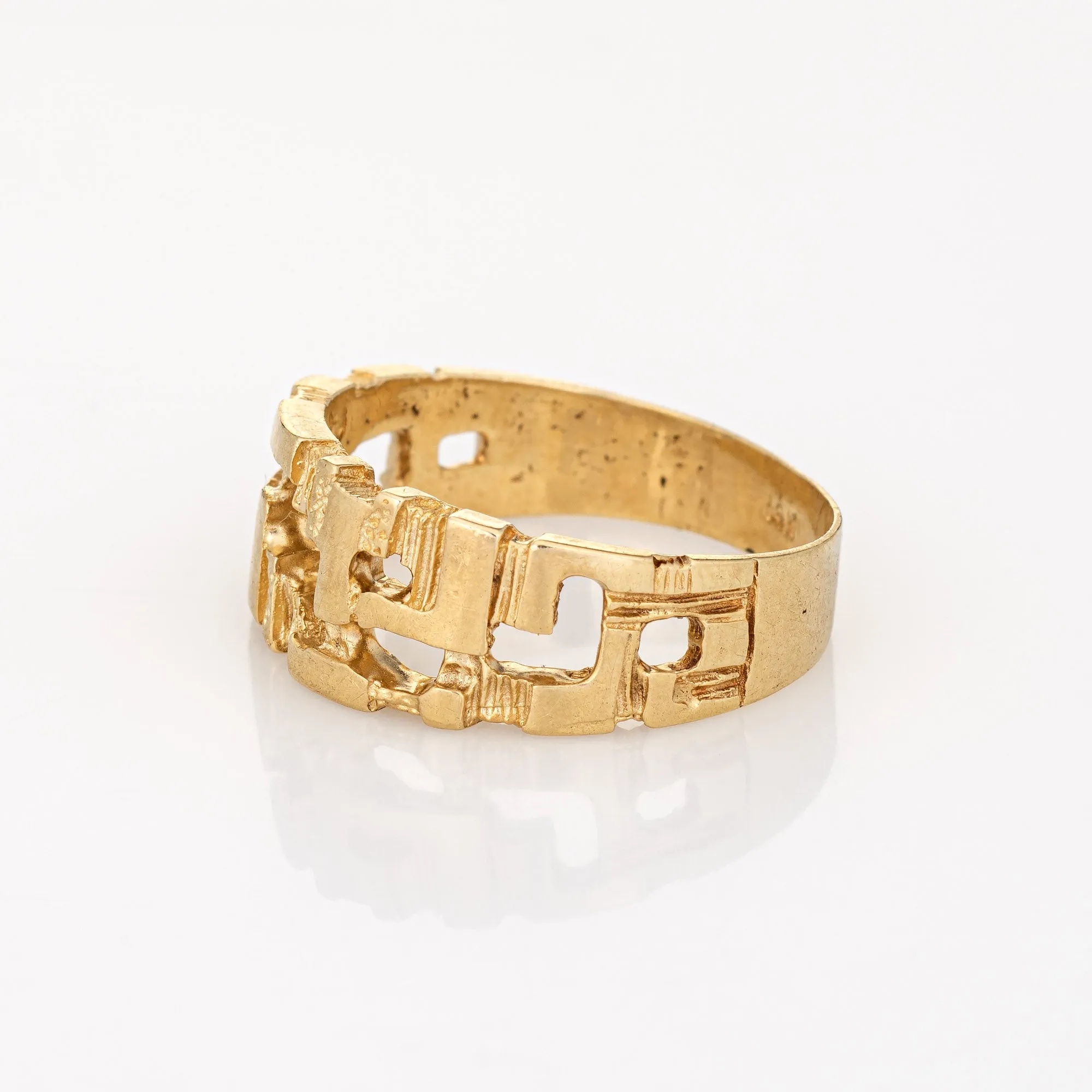 70s Vintage Abstract Ring Sz 9 14k Yellow Gold Band Estate Fine Jewelry