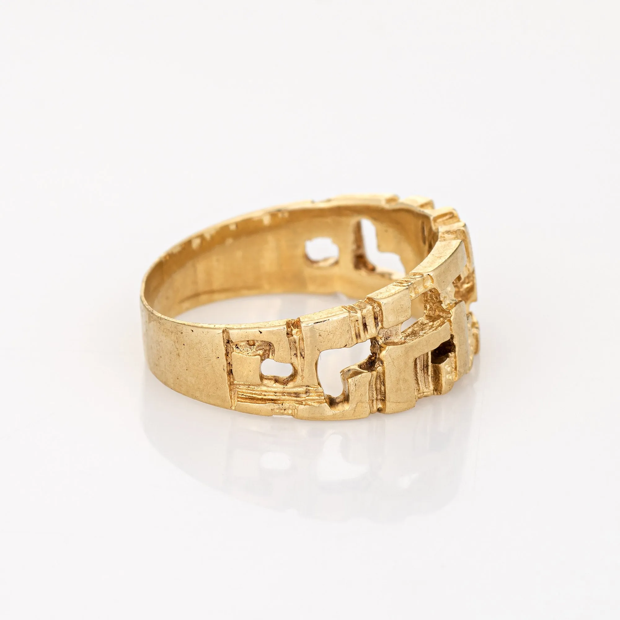 70s Vintage Abstract Ring Sz 9 14k Yellow Gold Band Estate Fine Jewelry