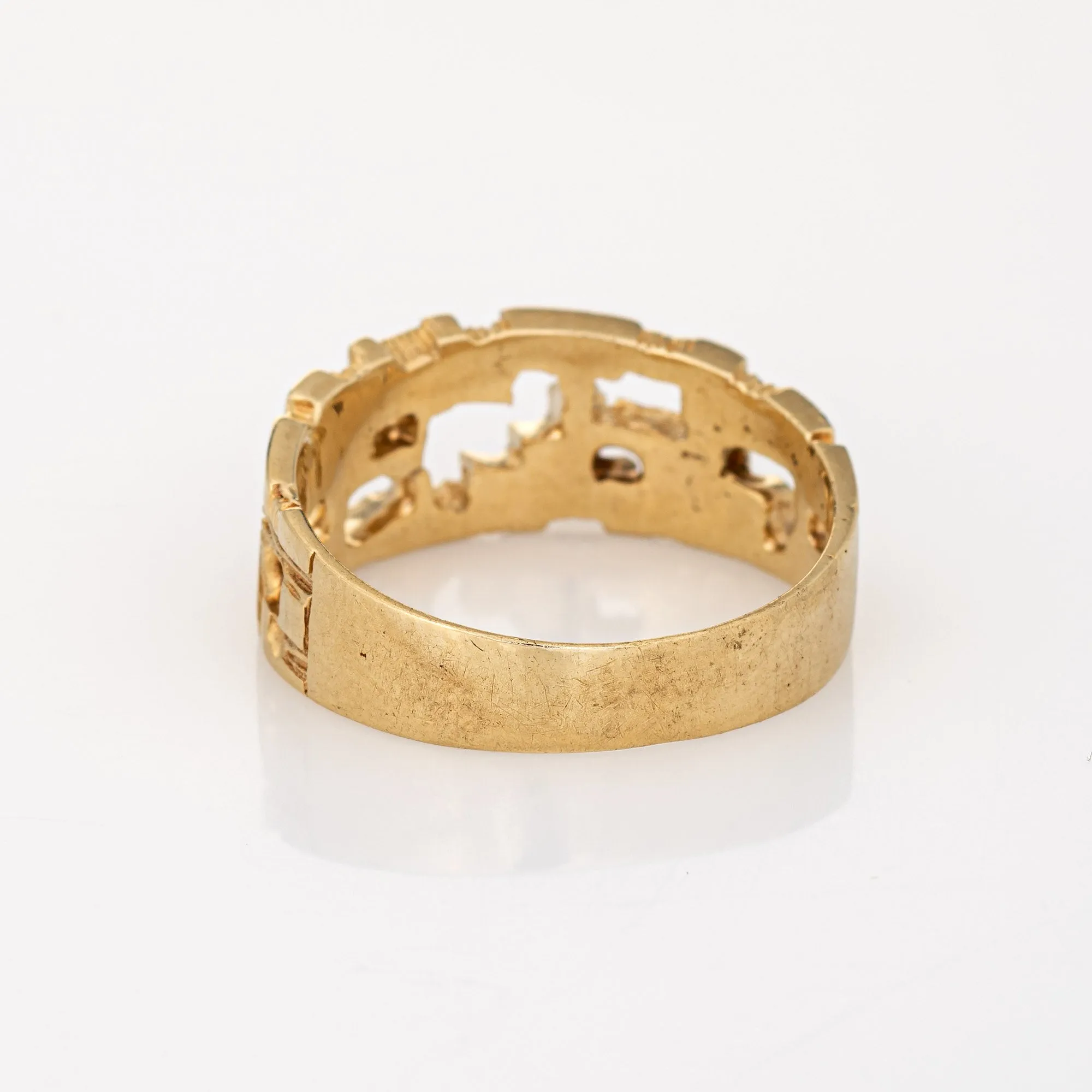 70s Vintage Abstract Ring Sz 9 14k Yellow Gold Band Estate Fine Jewelry