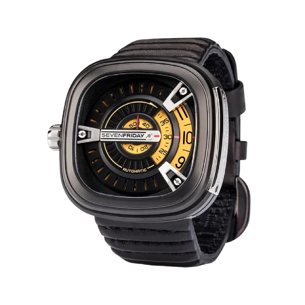 7Friday Black Leather Strap Black Dial Automatic Watch for Gents - M2/01-U073