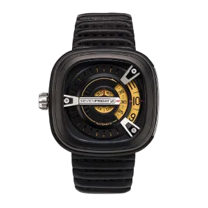 7Friday Black Leather Strap Black Dial Automatic Watch for Gents - M2/01-U073