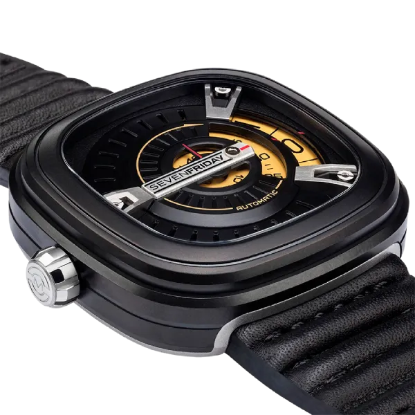 7Friday Black Leather Strap Black Dial Automatic Watch for Gents - M2/01-U073