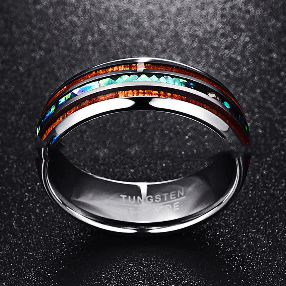8Mm Inlaid Abalone Shell Tungsten Steel Ring