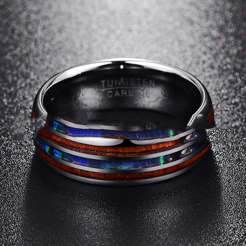 8Mm Inlaid Abalone Shell Tungsten Steel Ring