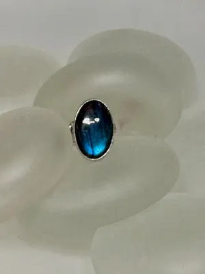 .925 LABRADORITE WIDE BAND STATEMENT RING BR324