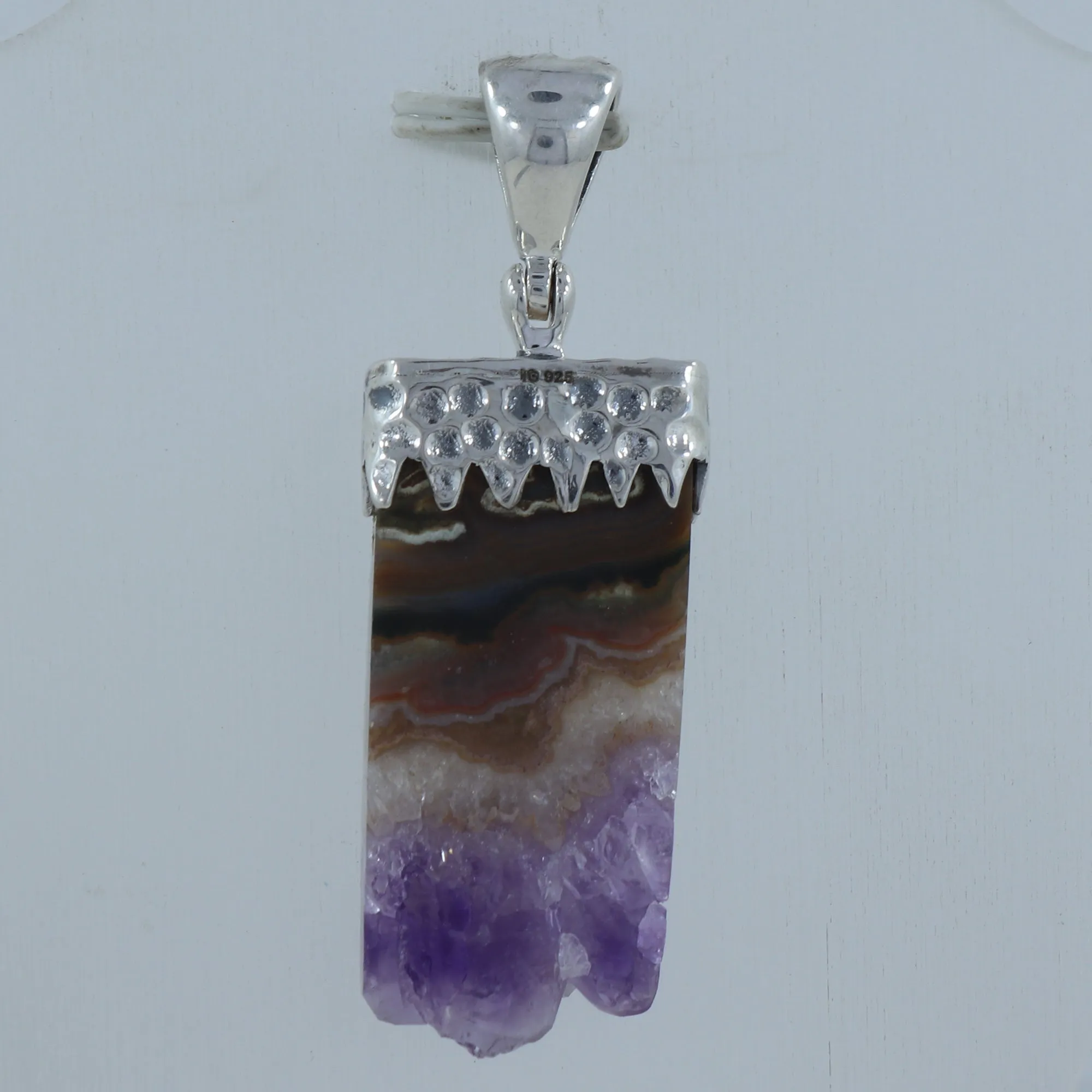 925 Silver Amethyst Slice Pendant