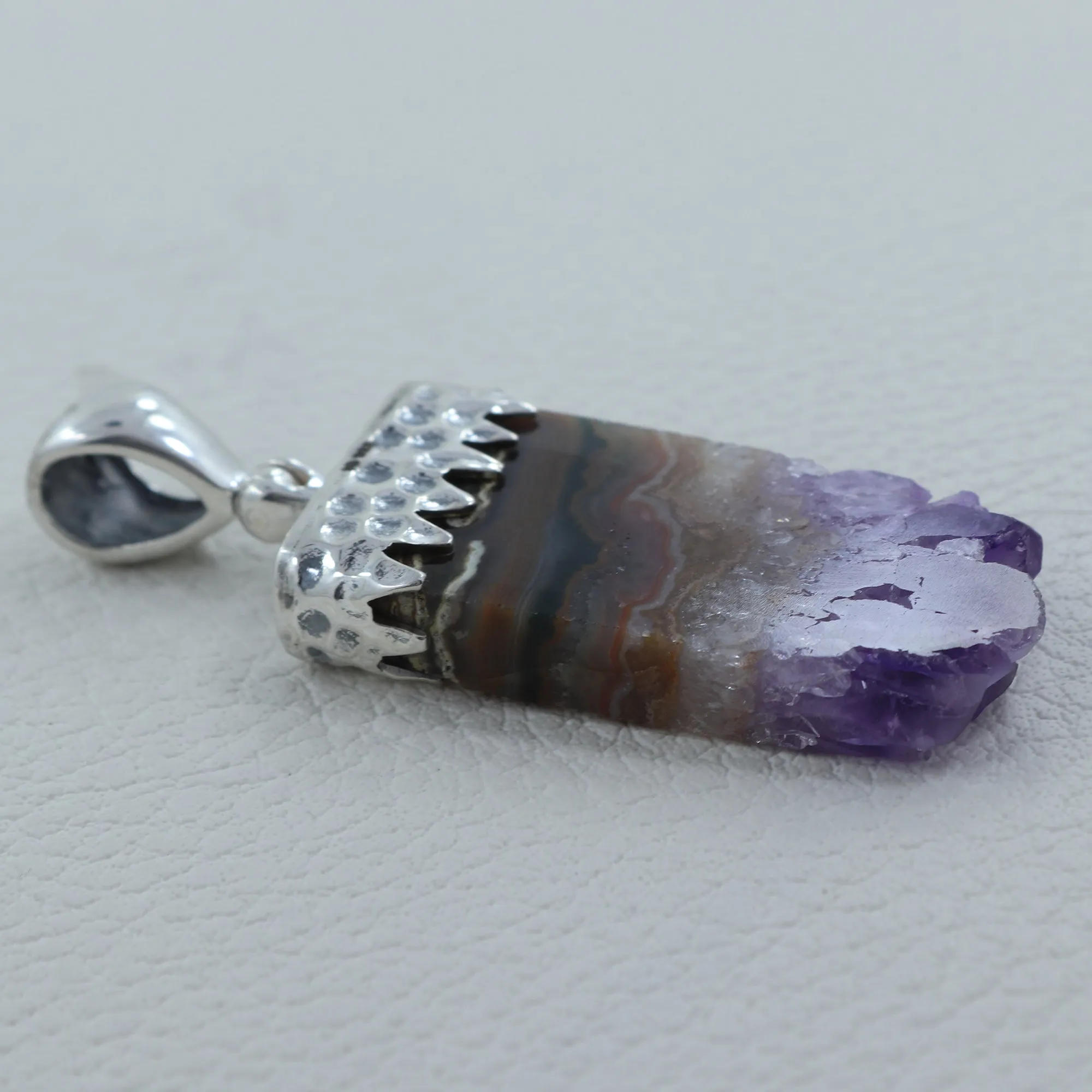 925 Silver Amethyst Slice Pendant